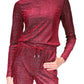 Michael Kors Women's Velvet Shimmery Long Sleeve Top Red Size X-Large