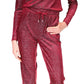 Michael Kors Women's Velvet Shimmery Long Sleeve Top Red Size X-Large