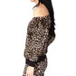 Michael Kors Women's Cheetah Off The Shoulder Top Black