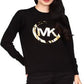 Michael Kors Women's Cotton Metallic Logo Top Black Size Small