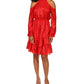 Michael Kors Women's Printed Cold Shoulder Dress Red Size X-Large