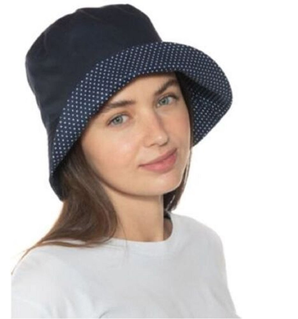 Jenni Women's Reversible Pin Dot Bucket Hat Blue Size Regular