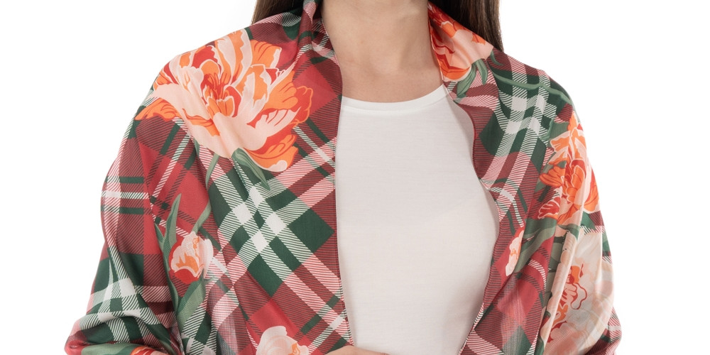 Giani Bernini Women's Plaid Floral Oblong Wrap Scarf Red Size Regular