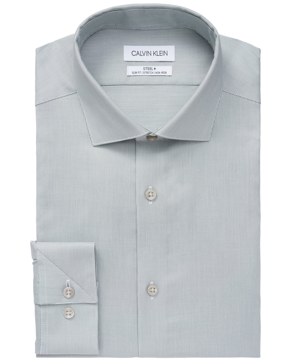 Calvin Klein Men's Steel Slim-Fit Non-Iron Stretch Performance Dress Shirt Green Size 17.5X32-33