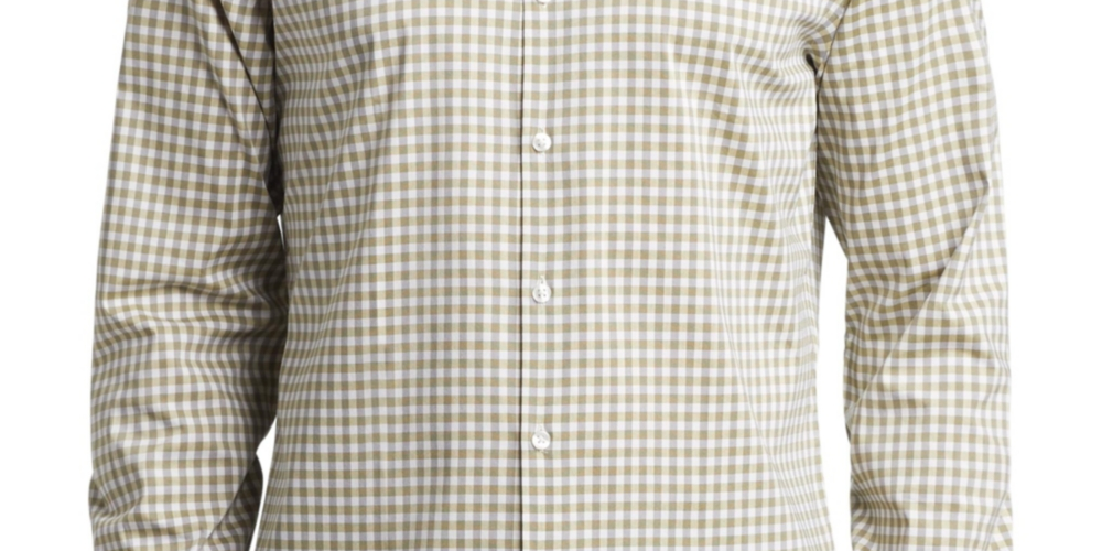 Van Heusen Men's Slim Fit Never Tuck Dress Shirt Brown Size 16X32X33