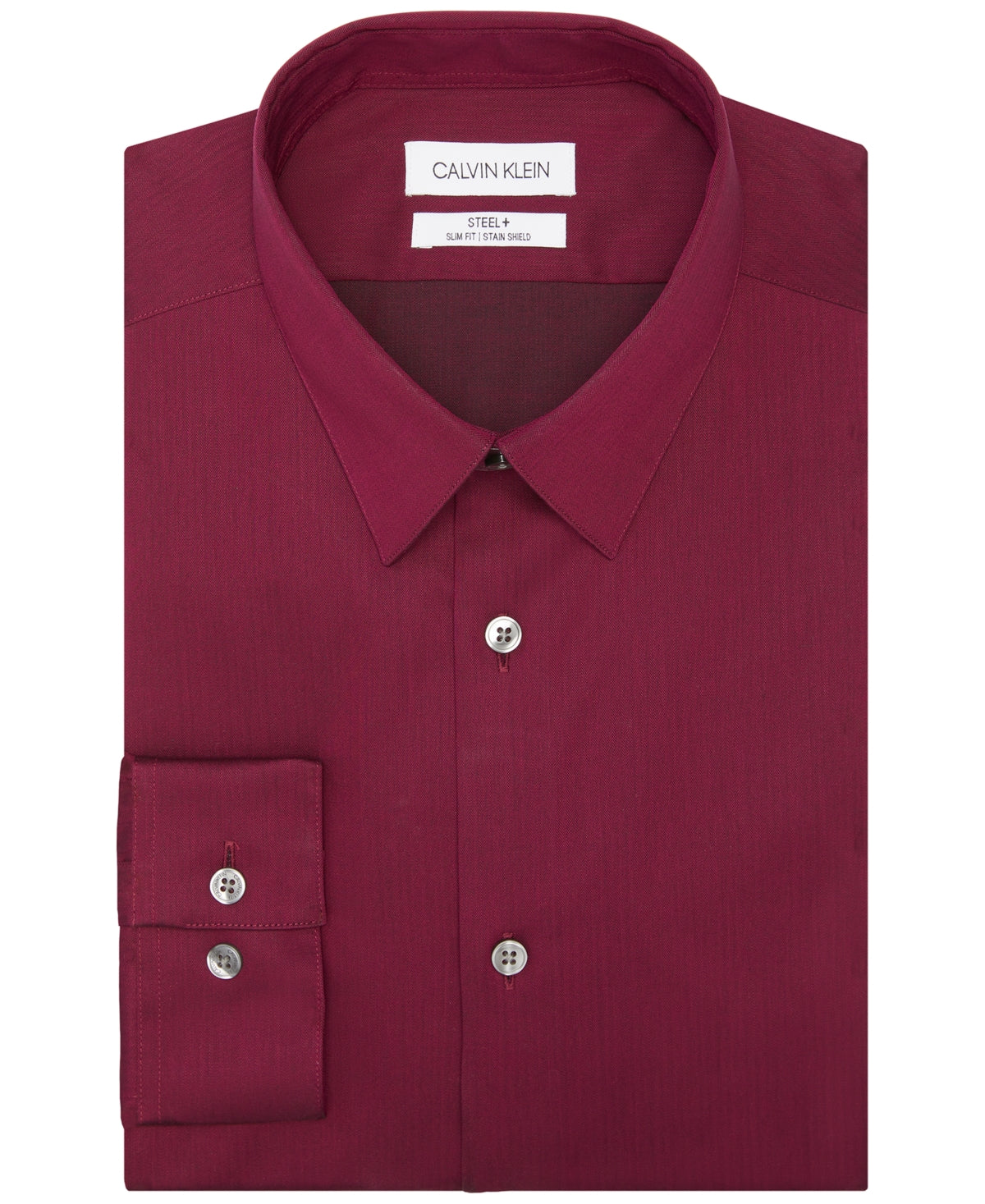 Calvin Klein Men's Slim Fit Non Iron Stain Shield Solid Dress Shirt Red Size 17X32X33