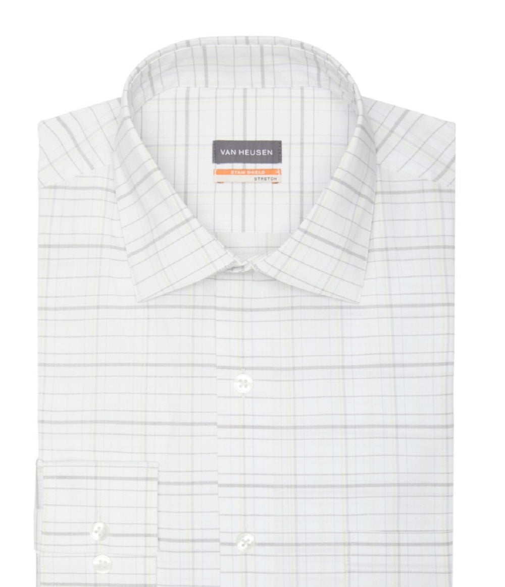 Van Heusen Men's Stain Shield Regular Fit Dress Shirt White Size 16-16.5/32-33 L