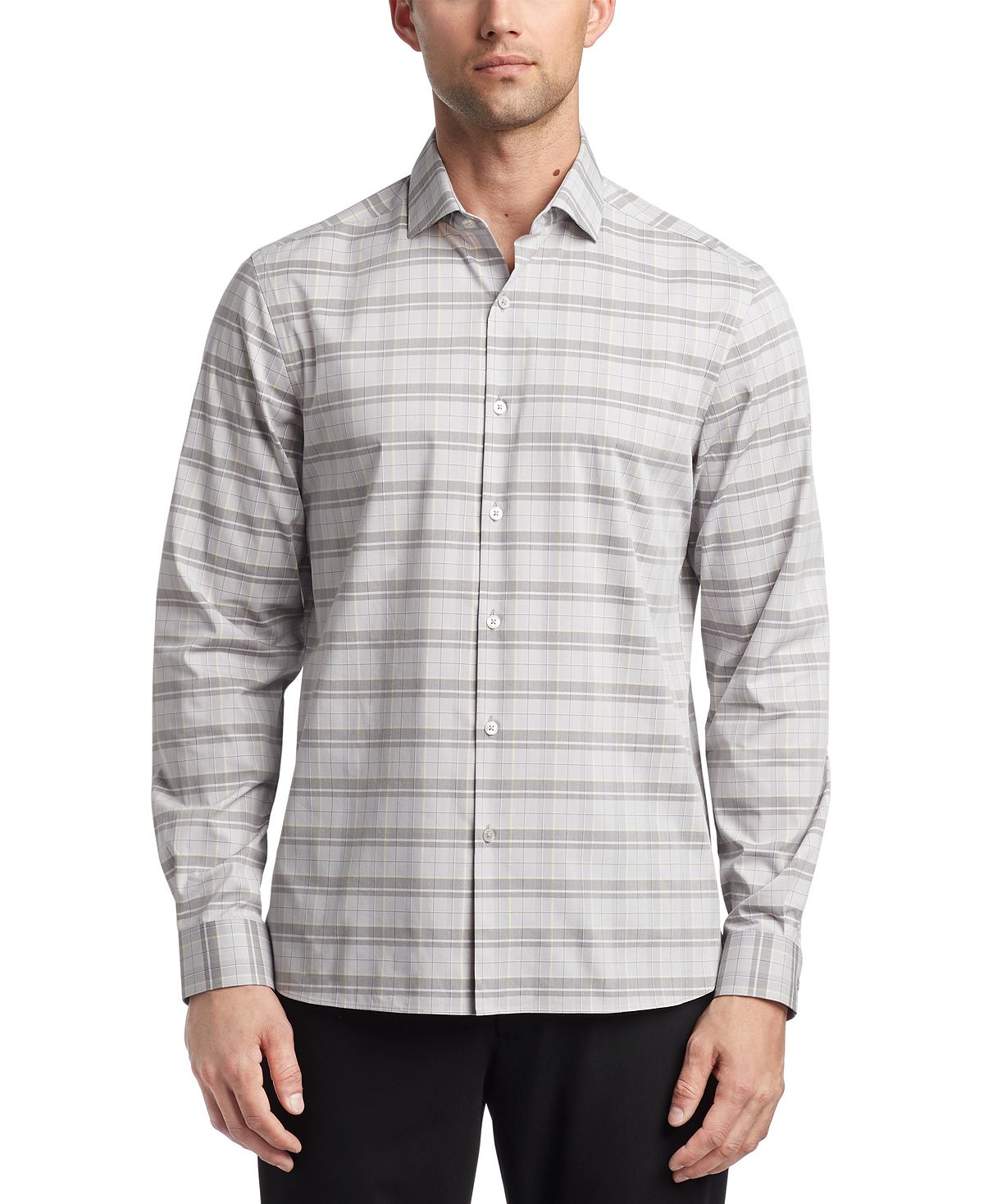 Van Heusen Men's Even Temperature Never Tuck Slim Fit Dress Shirt Gray Size 32X33