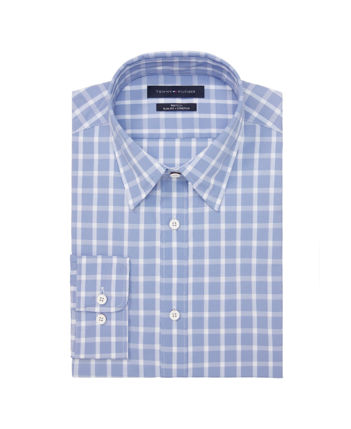 Tommy Hilfiger Men's Th Tech No Tuck Slim Fit Stretch Dress Shirt Purple Size Medium