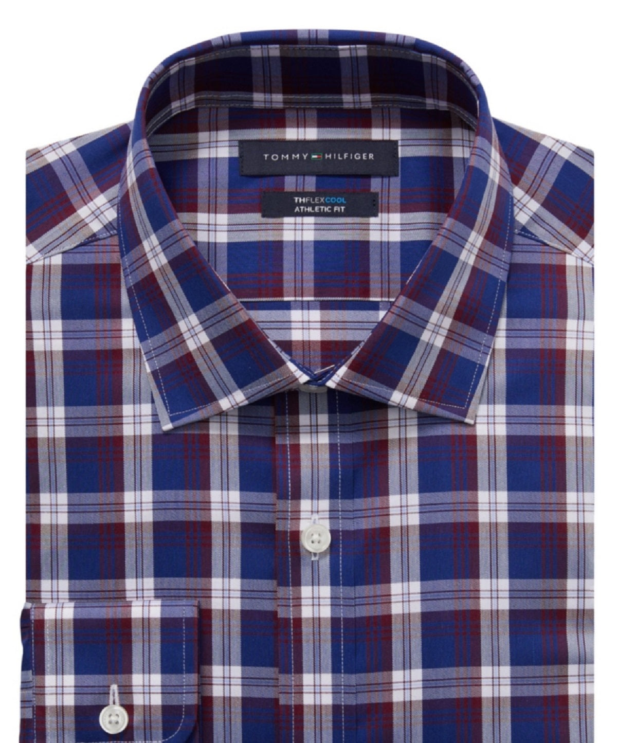 Tommy Hilfiger Men's Flex Cool Athletic Fit Dress Shirt Red Size 16X32X33