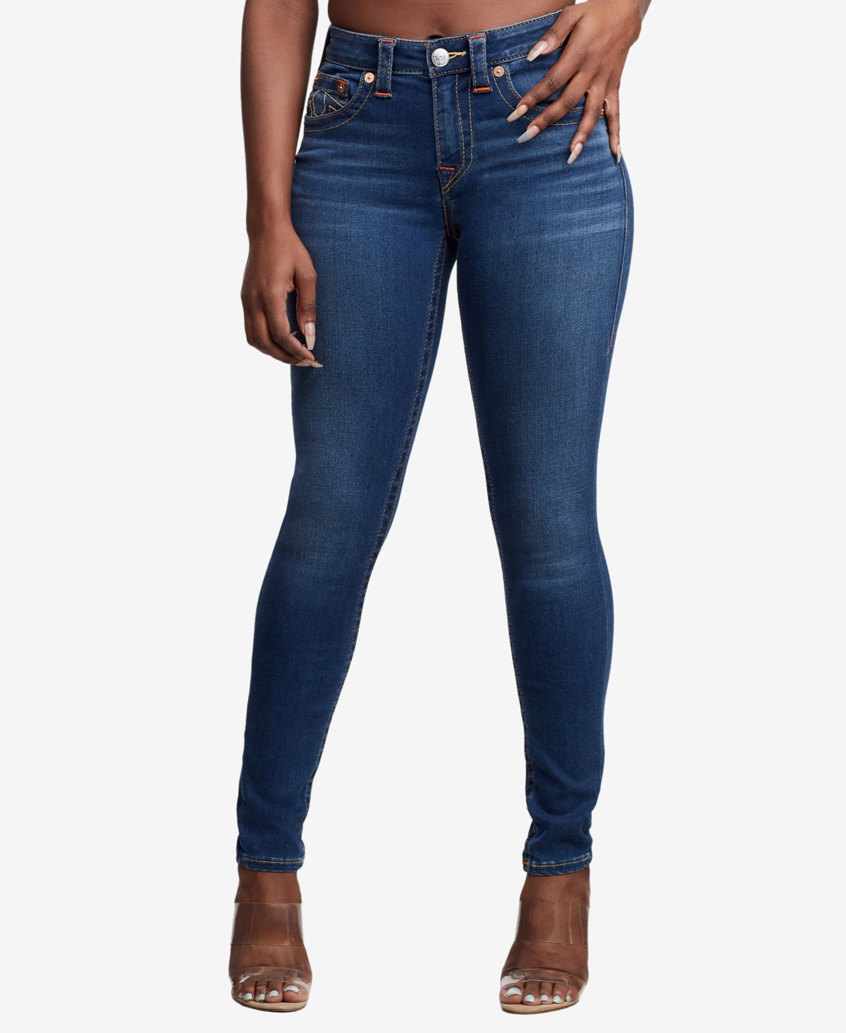 True Religion Women's Jennie Curvy Skinny Jeans Blue Size 30