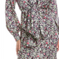 Cinq à Sept Quin Floral Print Long Sleeve Dress in Powder Blue Multi , Size 2