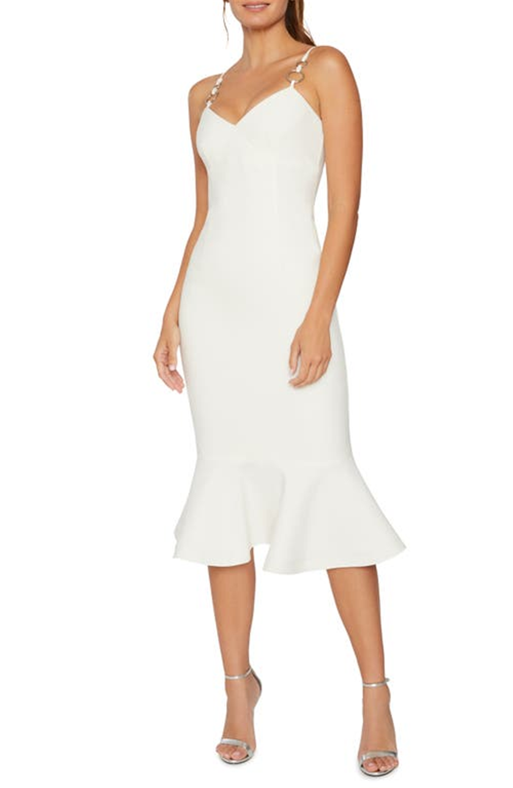LIKELY Hirsch Chain Link Strap Mermaid Dress in White , Size 6