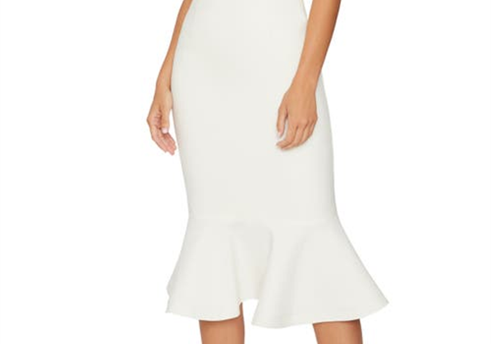 LIKELY Hirsch Chain Link Strap Mermaid Dress in White , Size 6