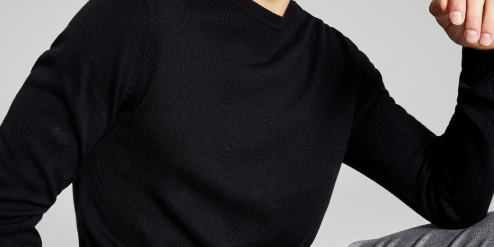 And Now This Men's Solid Sweater Black Size Small