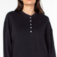Earnest Sewn Women's French Terry Henley Top Black Size X-Large