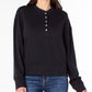 Earnest Sewn Women's French Terry Henley Top Black Size X-Large