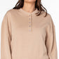 Earnest Sewn Women's French Terry Henley Top Brown Size Medium