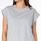 Earnest Sewn Women's Cap Sleeve Cotton Jersey Shirt Gray Size Large