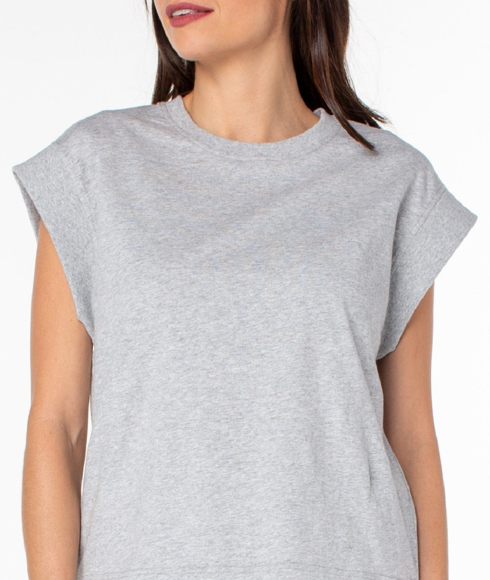 Earnest Sewn Women's Cap Sleeve Cotton Jersey Shirt Gray Size Large