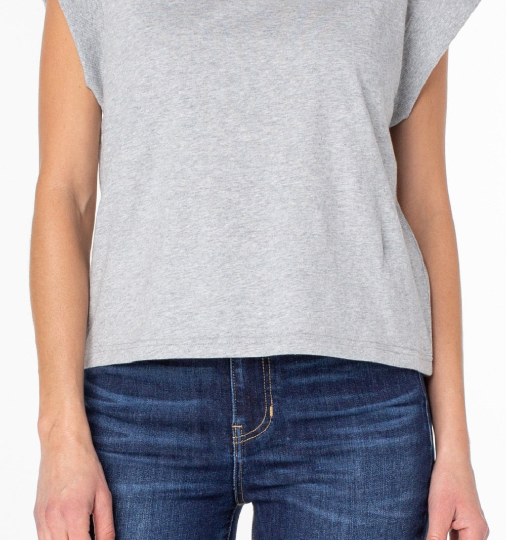 Earnest Sewn Women's Cap Sleeve Cotton Jersey Shirt Gray Size Large