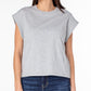 Earnest Sewn Women's Cap Sleeve Cotton Jersey Shirt Gray Size Large