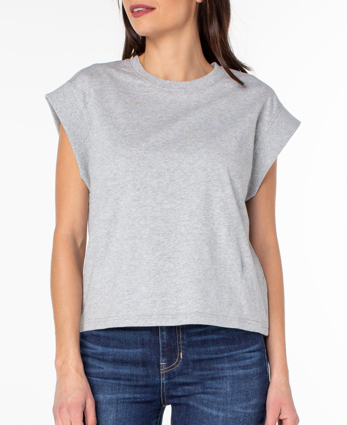 Earnest Sewn Women's Cap Sleeve Cotton Jersey Shirt Gray Size Large