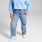 And Now This Women's Cotton Button Front Top Blue Size 4X