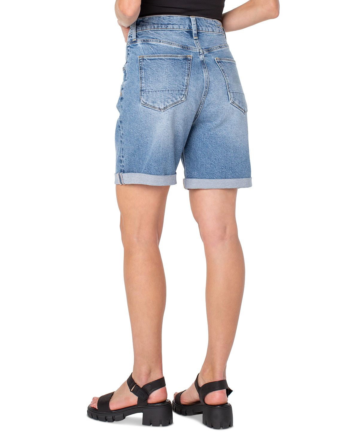 Earnest Sewn Women's Cuffed Pleated Denim Shorts Blue Size 34