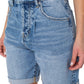 Earnest Sewn Women's Cuffed Pleated Denim Shorts Blue Size 34