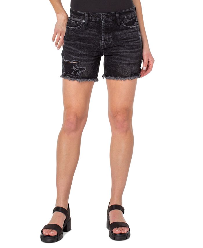 Earnest Sewn Women's Frayed Hem Denim Shorts Gray Size 32