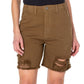 Earnest Sewn Women's Distressed Twill Denim Shorts Green Size 24