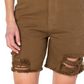 Earnest Sewn Women's Distressed Twill Denim Shorts Green Size 24