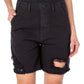 Earnest Sewn Women's Distressed Twill Denim Shorts Black Size 26