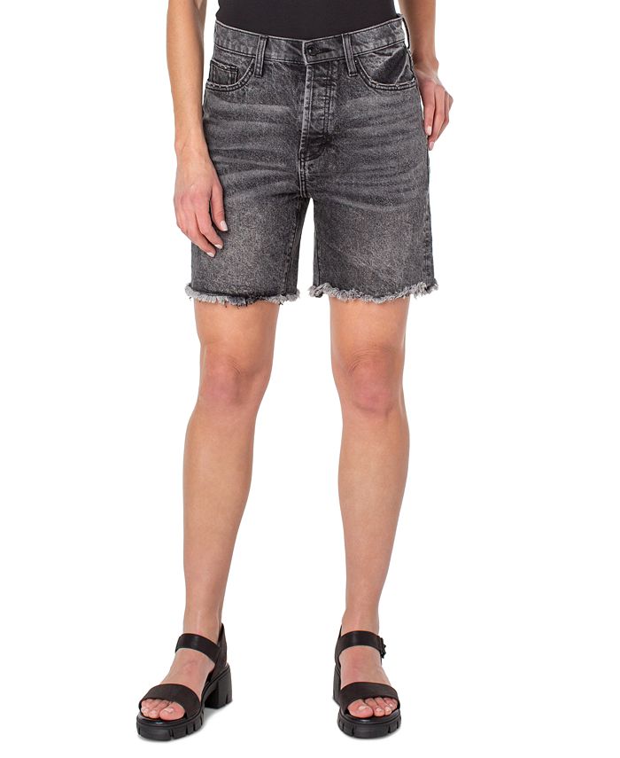 Earnest Sewn Women's Frayed Hem Denim Shorts Black Size 32