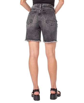 Earnest Sewn Women's Frayed Hem Denim Shorts Black Size 32