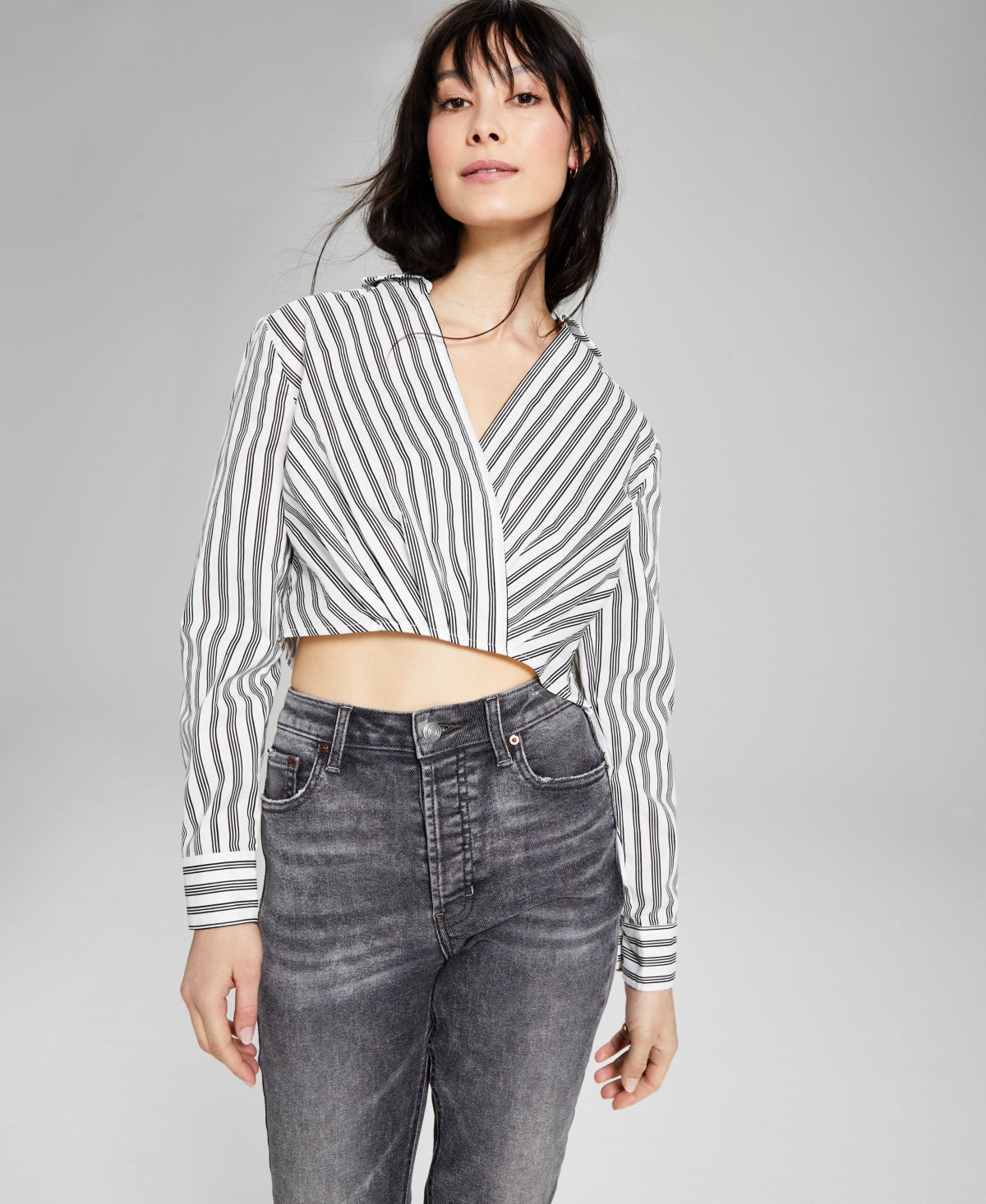 And Now This Women's Cotton Faux Wrap Crop Top White Size XX-Large