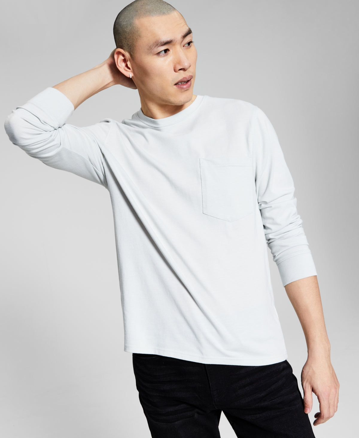 And Now This Men's Pocket Long Sleeve T-Shirt Gray Size Large