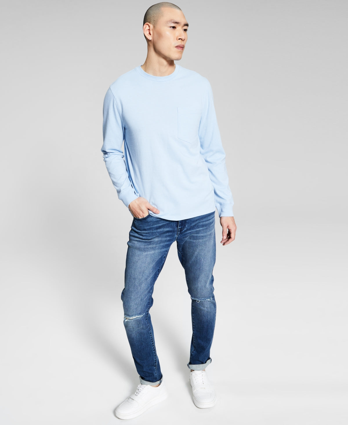 And Now This Men's Pocket Long Sleeve T-Shirt Blue Size XX-Large