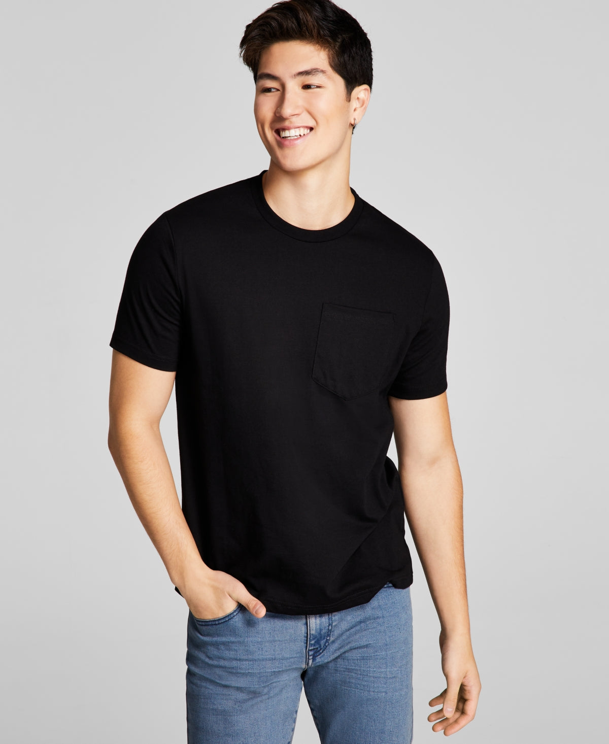And Now This Men's Solid Pocket T-Shirt Black Size Large
