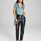 And Now This Women's High Rise Faux Leather Straight Pants Black Size 8
