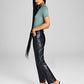 And Now This Women's High Rise Faux Leather Straight Pants Black Size 8