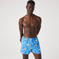 Lacoste Men's Printed Built In Mesh Boxer Swimming Trunks Blue Size Small