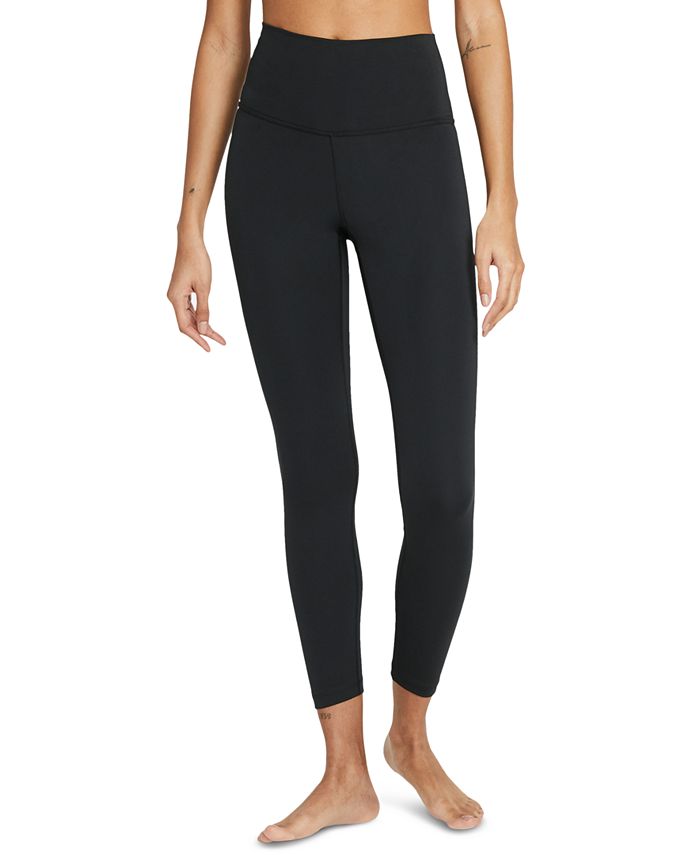 Nike Women's Crochet Trimmed 7/8 High Waist Yoga Tights Black Size Small