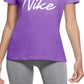 Nike Women's Dri Fit Script Logo Training T-Shirt Purple Size Large