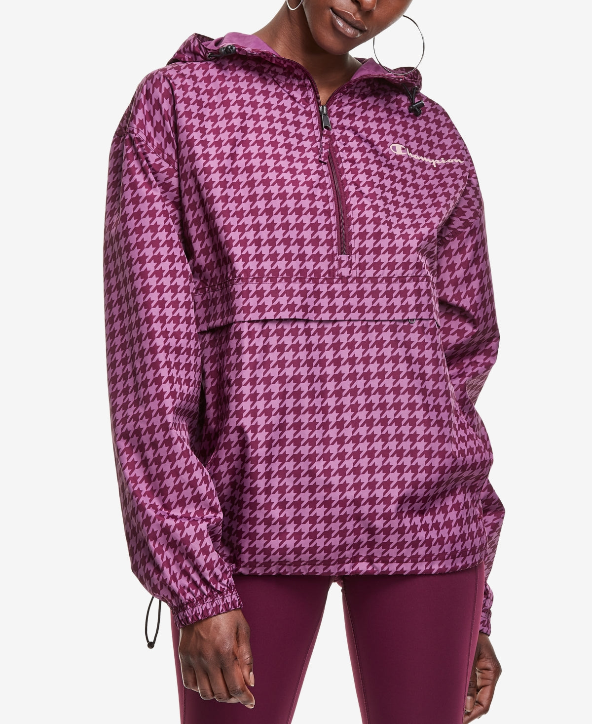 Champion Women's Packable Half Zip Windbreaker Purple Size X-Large