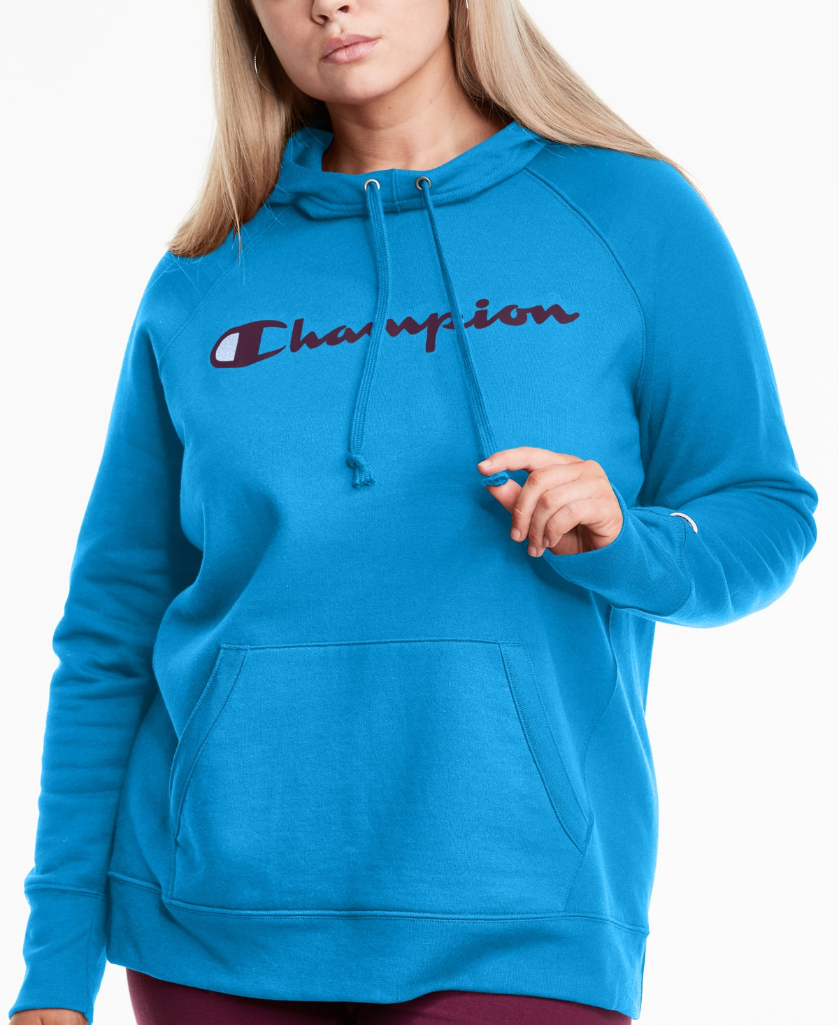 Champion Women's Powerblend Logo Hoodie Blue Size 2X