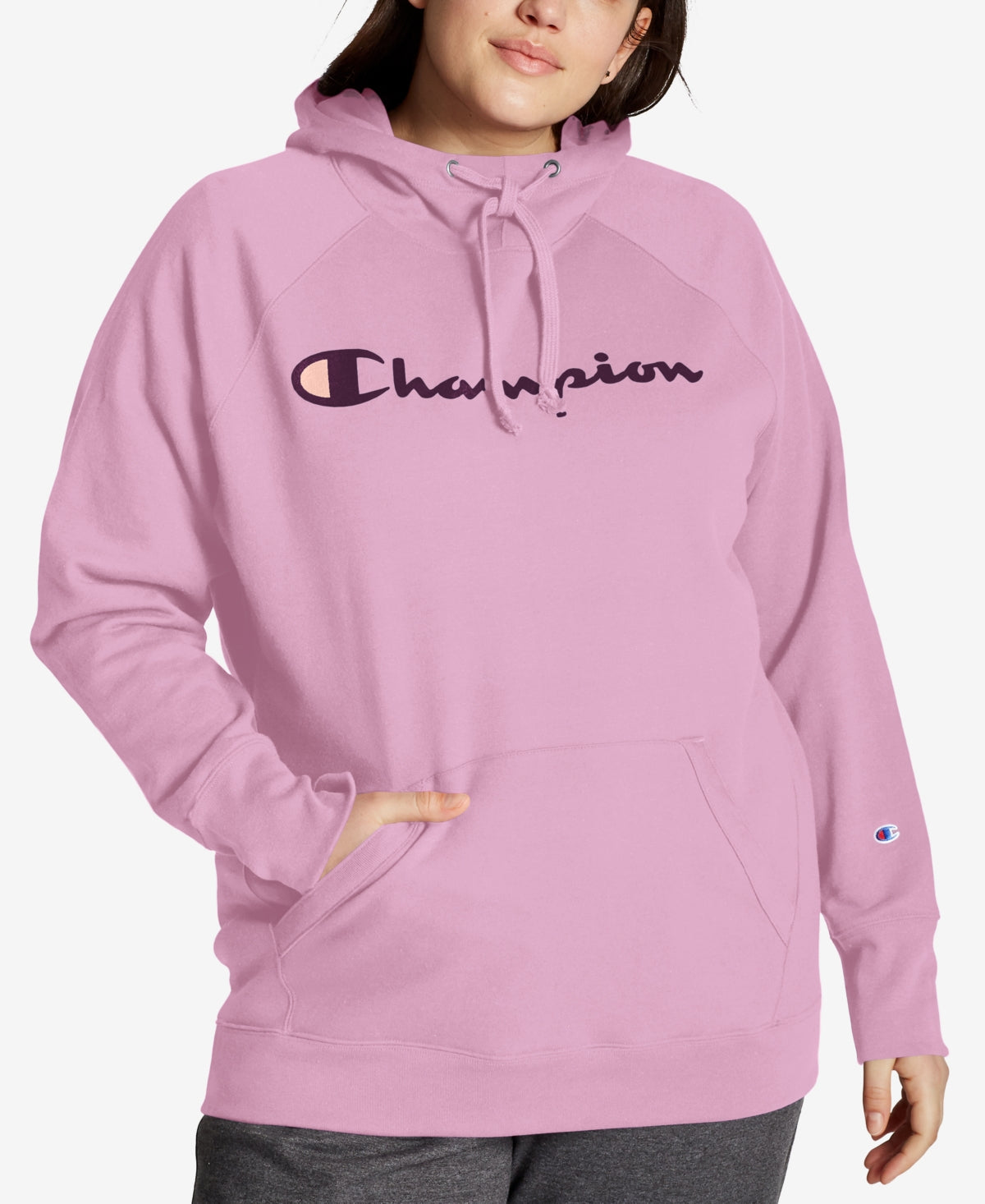 Champion Women's Powerblend Logo Hoodie Pink Size 2X