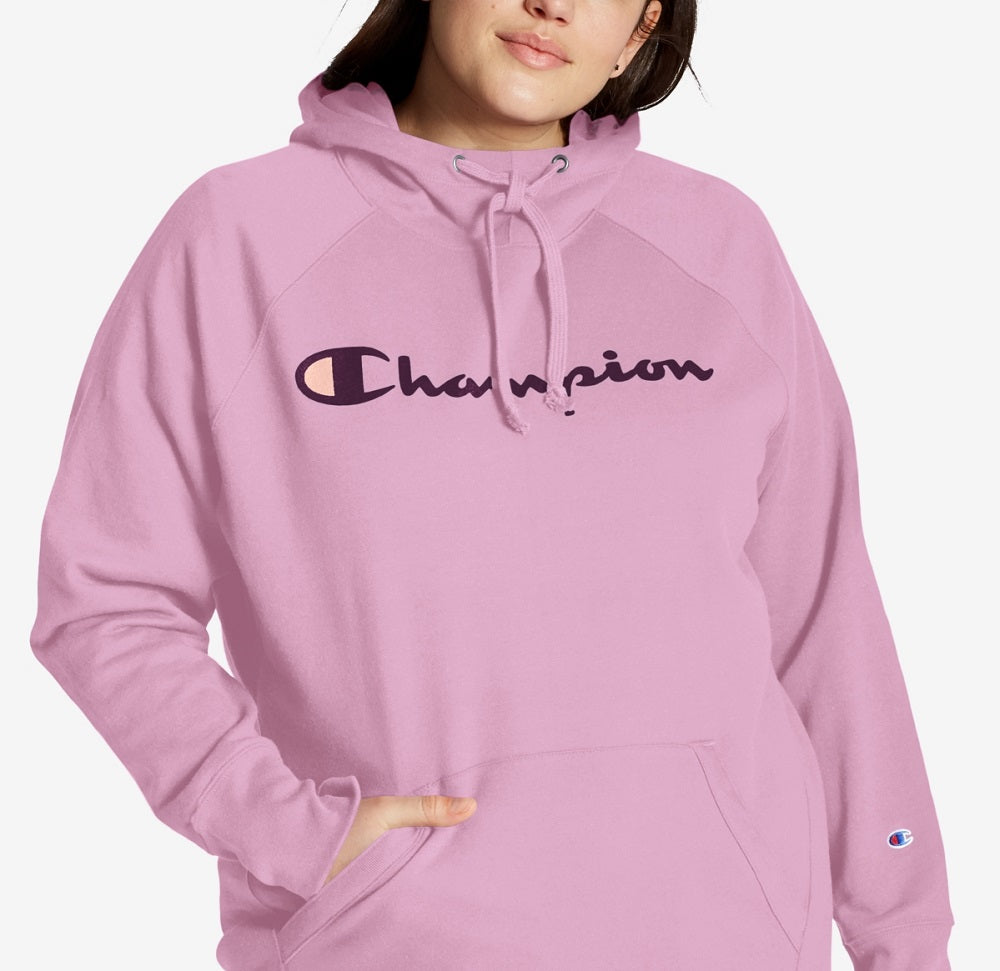 Champion Women's Powerblend Logo Hoodie Pink Size 3X