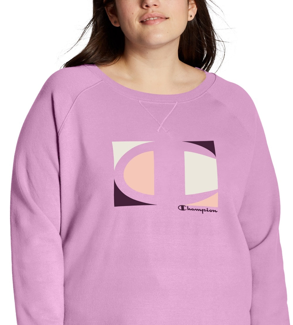 Champion Women's Logo Print Sweatshirt Pink Size 1X